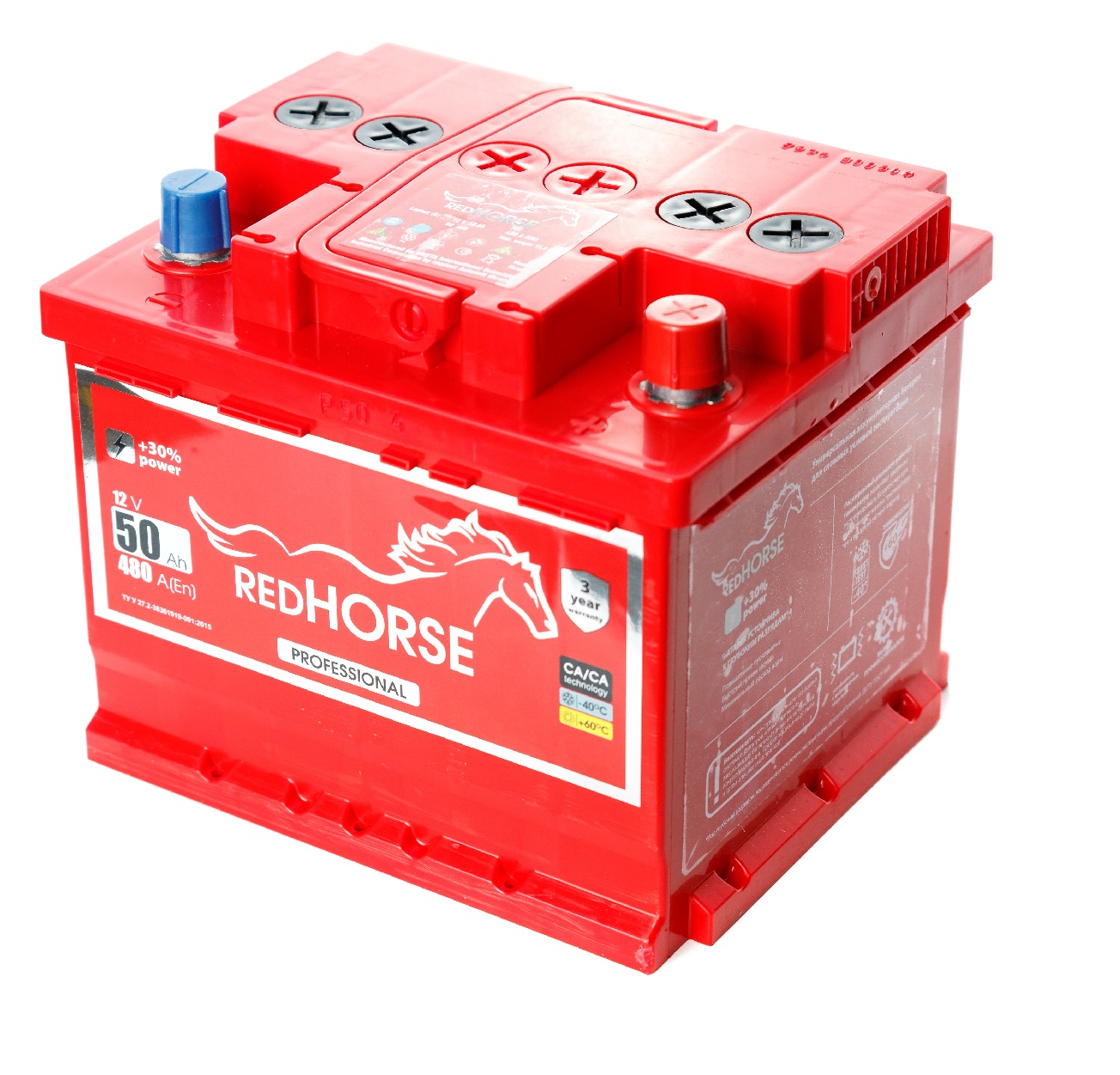 Акумулятор легковий Red Horse professional 6СТ-50(0), 12B, 50Ah, 480A, плюс праворуч (R+) кальцієвий (Ca/Ca), 207x175x175мм (Україна) (RHPROF050E0)